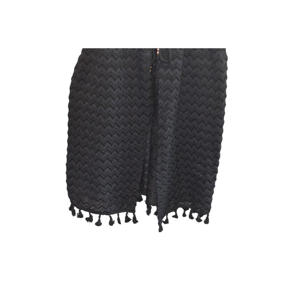 Miken Swim Women's Tie Waist Chevron Knit Coverup in Black - Picture 3 of 7